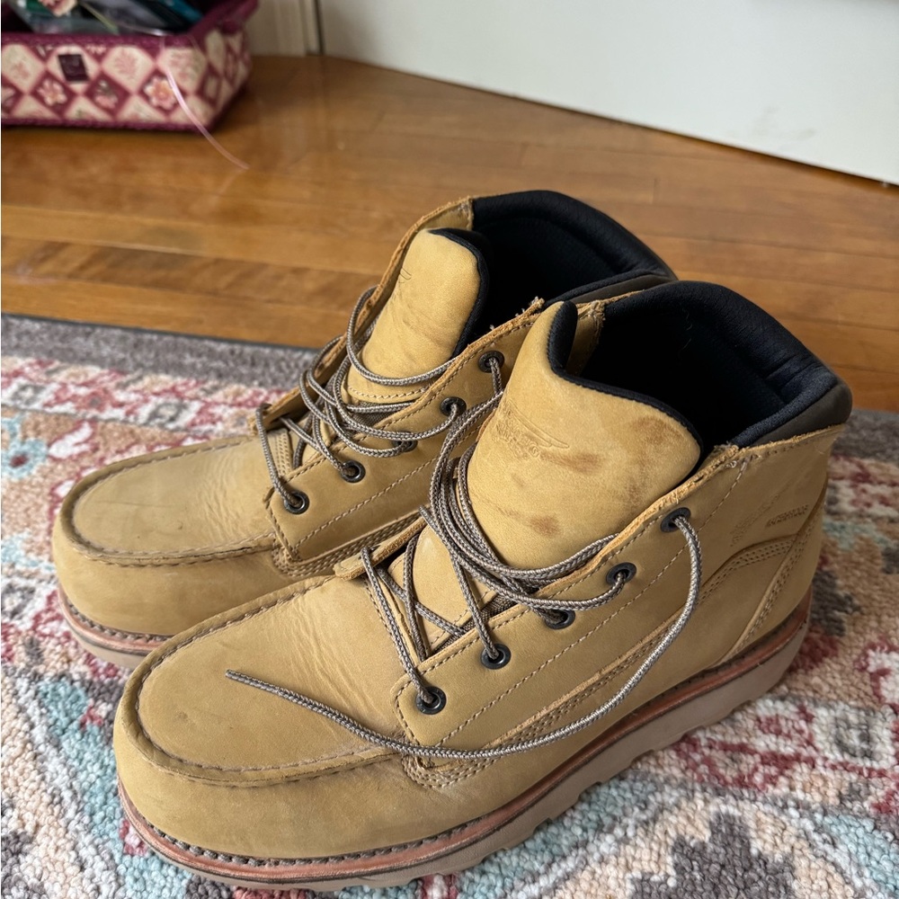 Red Wing Tan Moc-Toe Boots with Sturdy Construction
